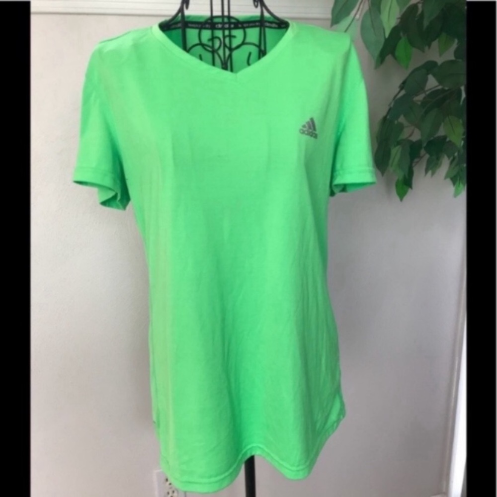 Adidas Short Sleeve V-Neck Climalite Shirt Size M - Picture 4 of 8